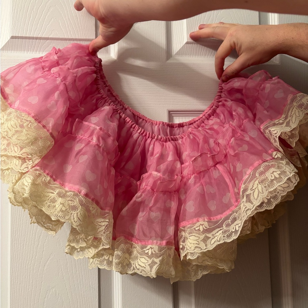 Selkie Pink and Cream Mini Skirt